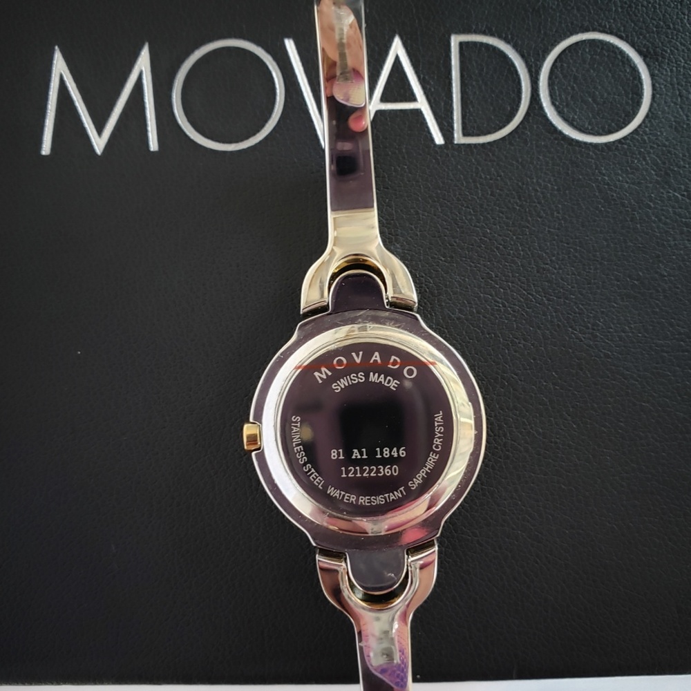 SOLD Movado Kara Two-Tone Black Stainless Watch - Picture 6 of 8